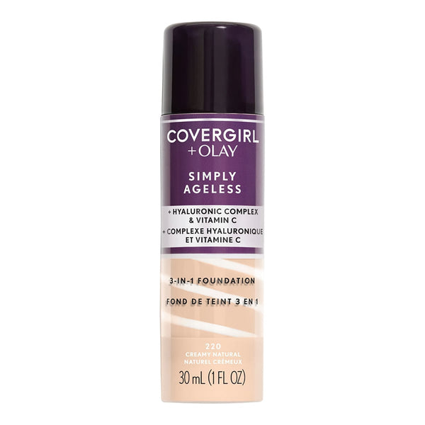 Covergirl + Olay Simply Ageless 3-In-1 Liquid Foundation Hyaluronic Complex Vitamin C 220 Creamy Natural 30 ml