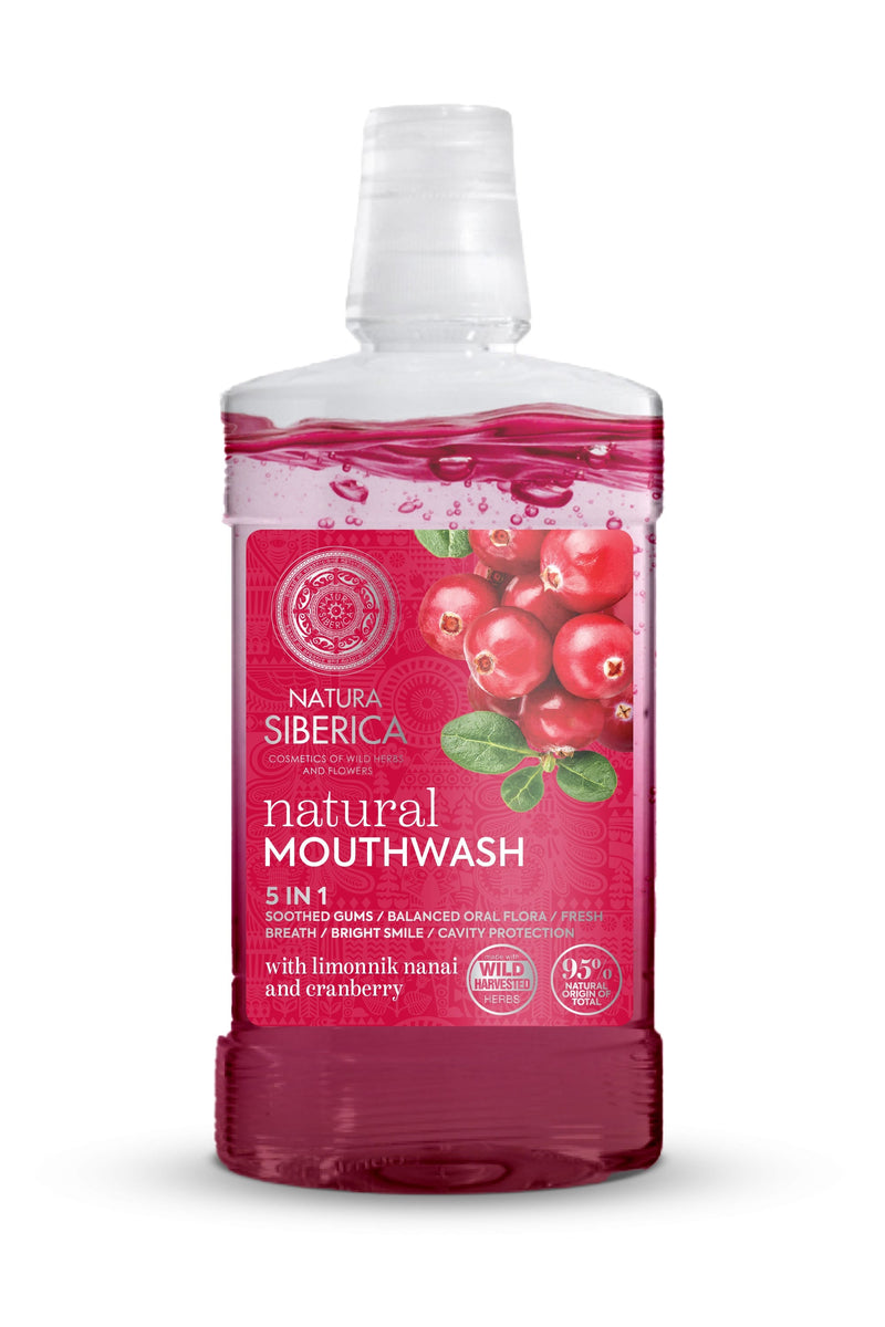 Natura Siberica 5-in-1 Limonnik & Cranberry Liquid Mouthwash with Minerals 520 ml