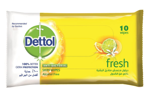 Dettol Fresh Personal Hygiene Wipes, 10 Count