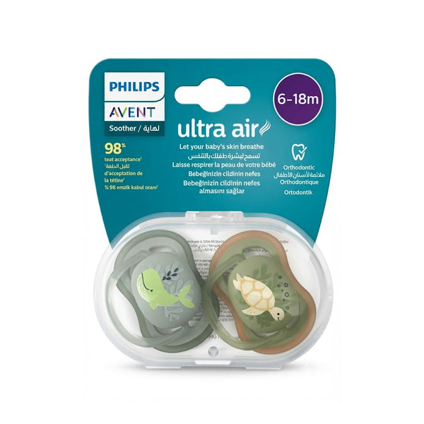 Philips Avent Ultra Air Pacifier Orthodontic Silicone Teat 6-18 Months, 2 Pack