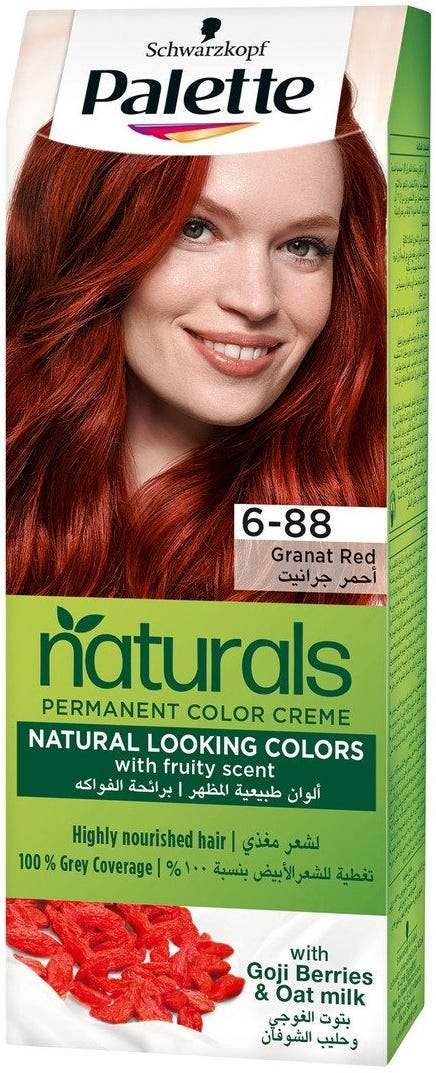 Palette PNC 6-88 Granat Red Cream Hair Color Dye with Gray Coverage, 6-88 Granat Red