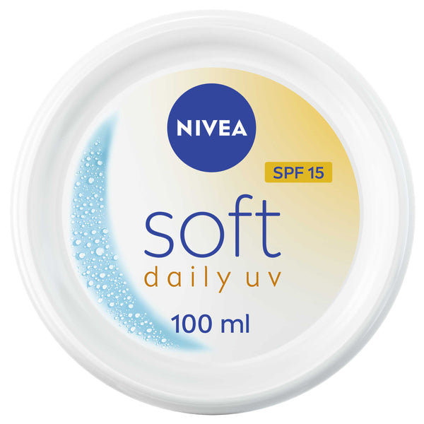 NIVEA Soft UV SPF15 Moisturizing Cream Face, Body & Hands Vitamin E Jojoba Oil 100ml