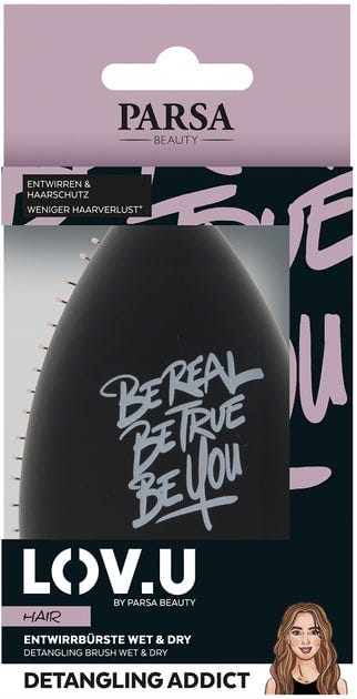Parsa Beauty Lov U Wet & Dry Compact Detangler Hair Brush, Black, 1 Pc