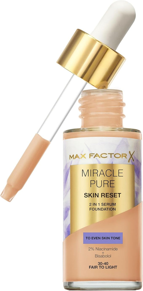 Max Factor Miracle Pure Serum Foundation 002 Fair to Light, Medium Coverage, 30 ml