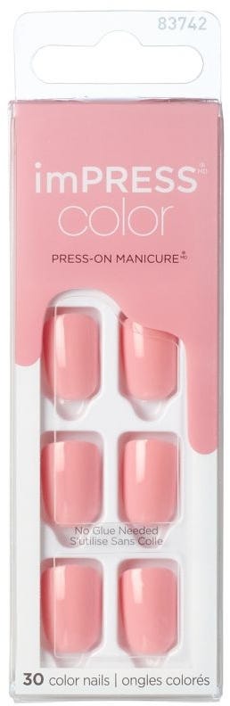 Kiss Impress Color Press-On Nails Pure Fit Medium Pretty Pink 30 Pieces