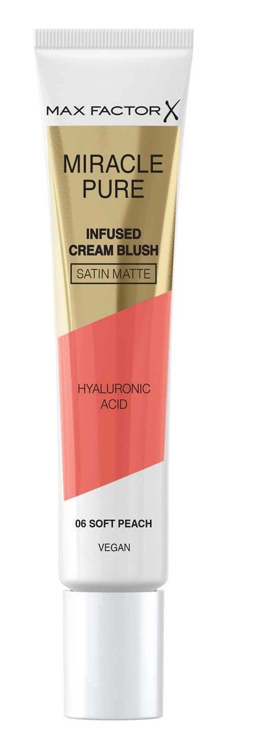 Max Factor Miracle Pure Cream Blush Natural Finish Hyaluronic Acid Squalane Soft Peach 21.1 g