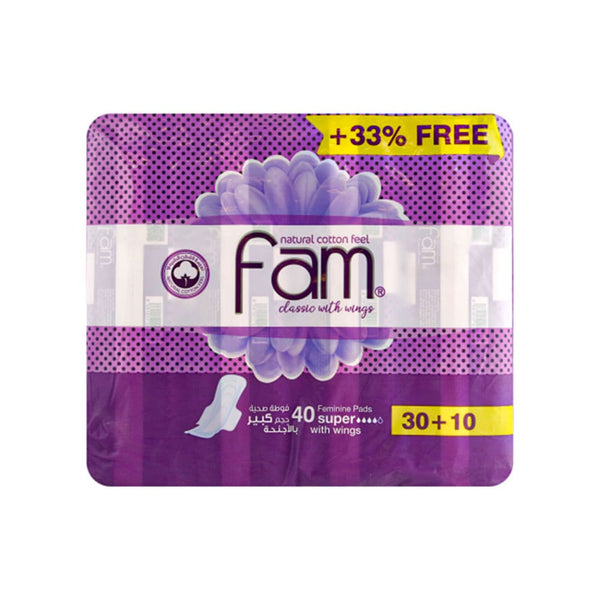 Fam Large Sanitary Pads with Wings, 40 Pads
