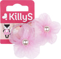 Killys Kids Hair Ties Soft Stretchy Elastic Neon Pink Flowers 2 Pieces