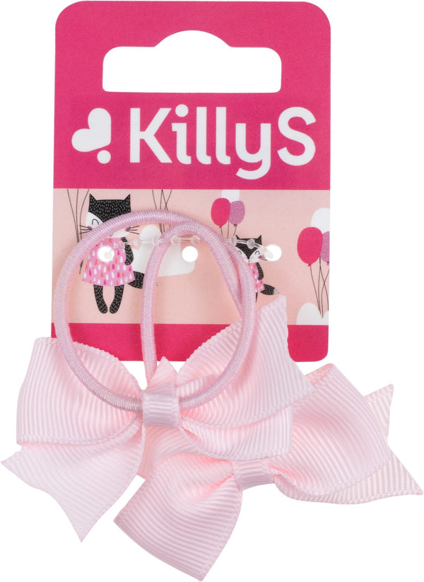 Killys Kids Hair Ties with Pink Bows Elastic Hair Accessories, 2 Pieces