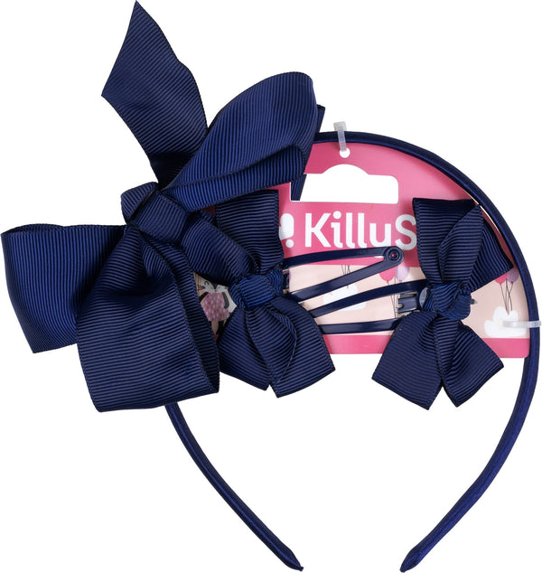 KillyS Kids Hair Accessories Set Headband Snap Clips Navy Blue