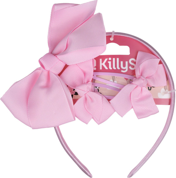 Killys Kids Hair Accessory Set, Pink Headband and 2 Snap Clips