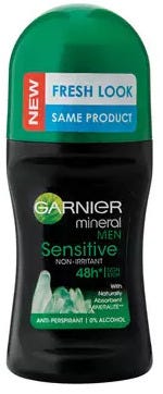 Garnier Mineral Men Sensitive Deodorant Roll-On, 50 ml