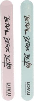 PARSA Beauty LOV.U Nail File Set, Medium and Fine Grit 180/240, Mint and Pink