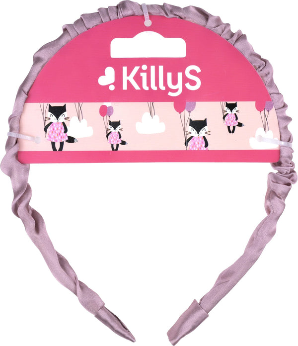 Killys Kids Crinkled Headband, Soft Flexible Fabric, Dirty Pink