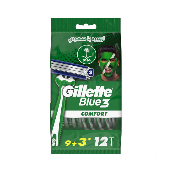 Gillette Blue3 Disposable Razors Pivoting Head Enhanced Lubrastrip 12 Pieces