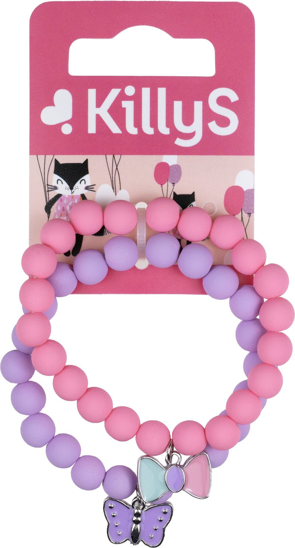 Killys Kids Bracelets Adjustable Pink and Purple, 2-Piece Set