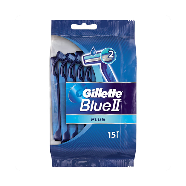 Gillette Blue II Disposable Razors Pivoting Head Enhanced Lubrastrip Pack of 15