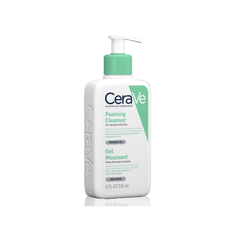 CeraVe Foaming Facial Cleanser Gel for Normal to Oily Skin, Ceramides Hyaluronic Acid Niacinamide, 236 ml