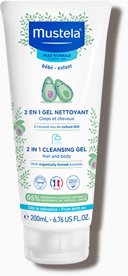 Mustela 2-in-1 Hair and Body Wash Baby Wash Soap-Free Tear-Free Formula 200 ml