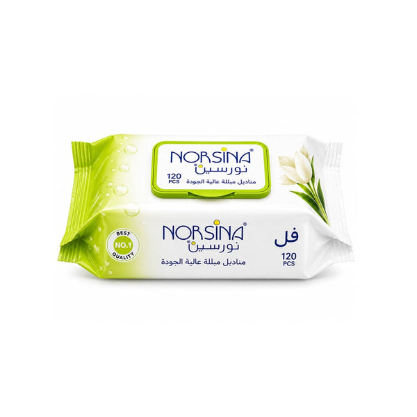Norsina Orchid-Scented Wet Wipes, Moisturizing Cleansing, 120 Wipes