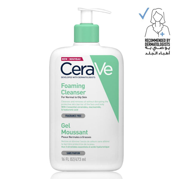 CeraVe Foaming Cleanser Gel with Hyaluronic Acid, Ceramides & Niacinamide, Normal to Oily Skin, 473 ml