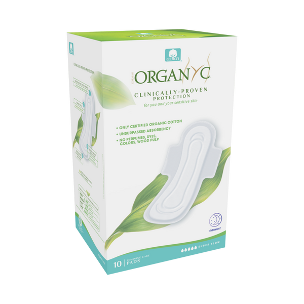 Organyc Cotton Sanitary Pads Extra Overnight Organic Cotton 10 Pieces
