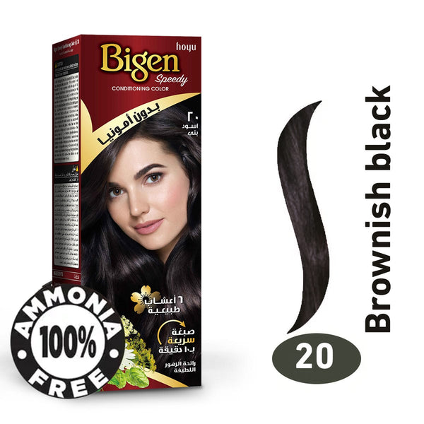 Bigen Lady Colore No Ammonia Cream Hair Color Brownish Black 20, 80g Kit