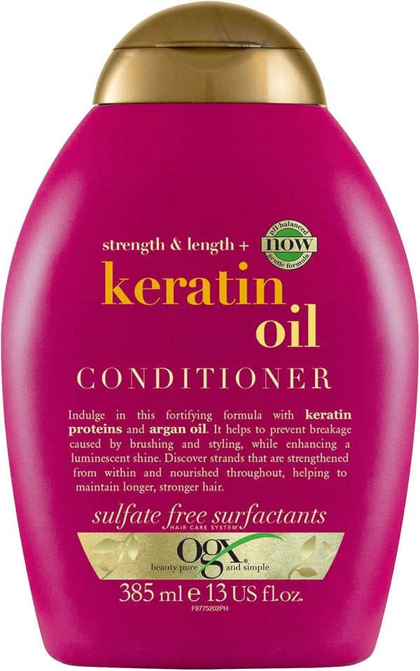 OGX Strength & Length Keratin Oil Conditioner, Keratin and Argan Oil, 385ml