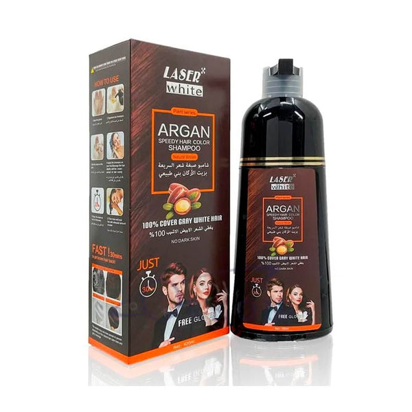 Laser White Dye Shampoo Natural Brown Argan Oil 420 ml