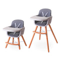 TEKNUM Premium Dual Height Wooden High Chair, Grey
