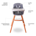 TEKNUM Premium Dual Height Wooden High Chair, Grey