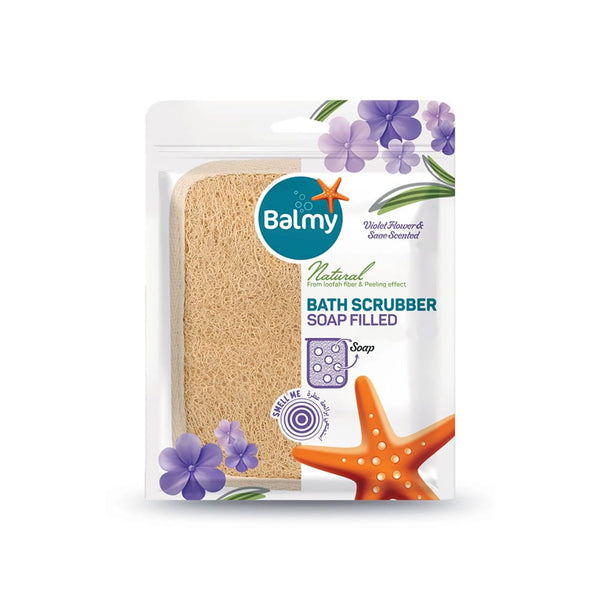 Balmy Natural Soap Bath Loofah Built-In Soap Body Exfoliating Sponge