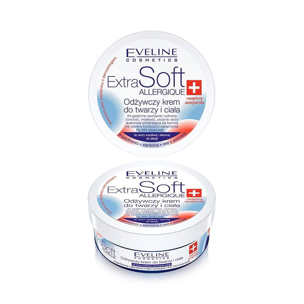 Eveline Extra Soft Face & Body Cream Sensitive Skin Shea Butter Vitamin E 200ml