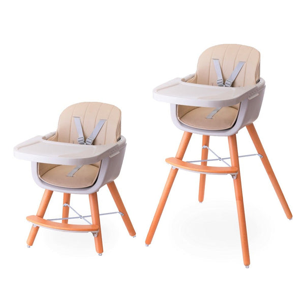 TEKNUM Premium Wooden Baby High Chair, Dual Height, Ivory, 6-36 Months