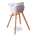 TEKNUM Dual Height Wooden High Chair, White, 5-Point Harness, 6-36 Months