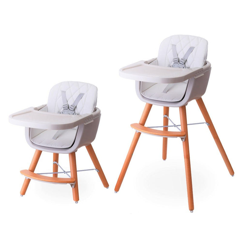 TEKNUM Dual Height Wooden High Chair, White, 5-Point Harness, 6-36 Months