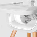 TEKNUM Dual Height Wooden High Chair, White, 5-Point Harness, 6-36 Months