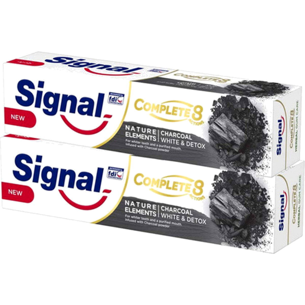 Signal Complete 8 Charcoal Toothpaste Fluoride Formula 2 x 75 ml