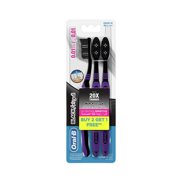 Oral-B Ultrathin Sensitive Soft Toothbrushes, 20x Thinner Bristles, 2+1 Pack