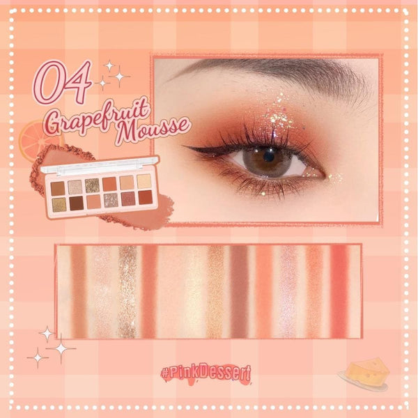 Pink Flash PF-E15 Eyeshadow Palette, Matte Shimmer and Glitter, 04 Grapefruit Mousse
