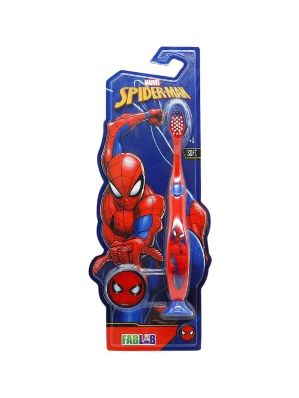 Fab Lab Spider-Man Kids Toothbrush with Soft Bristles, Cover and Base, Assorted Colors
