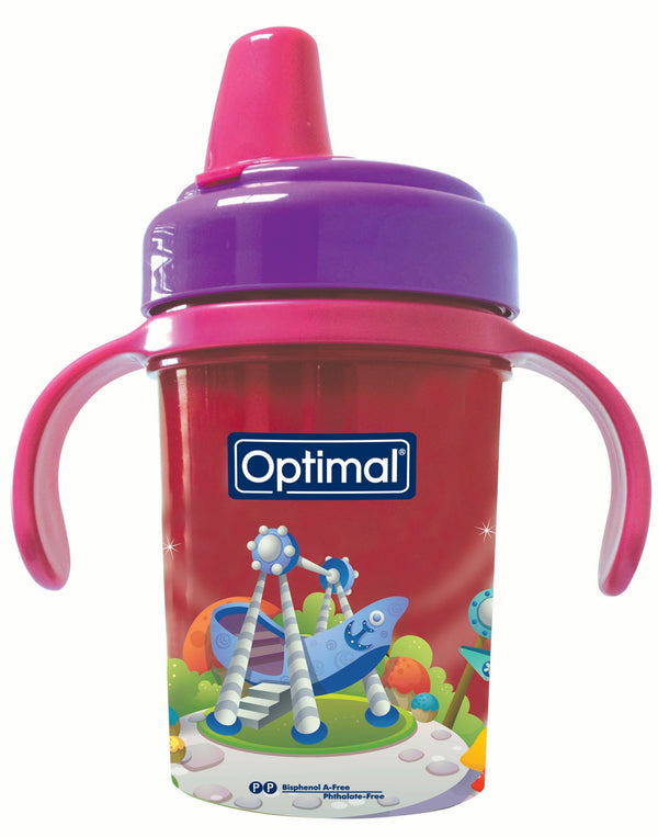 Optimal Silicone Easy-Sip Spout Cup with Handle Pink 240 ml BPA-Free Baby Cup