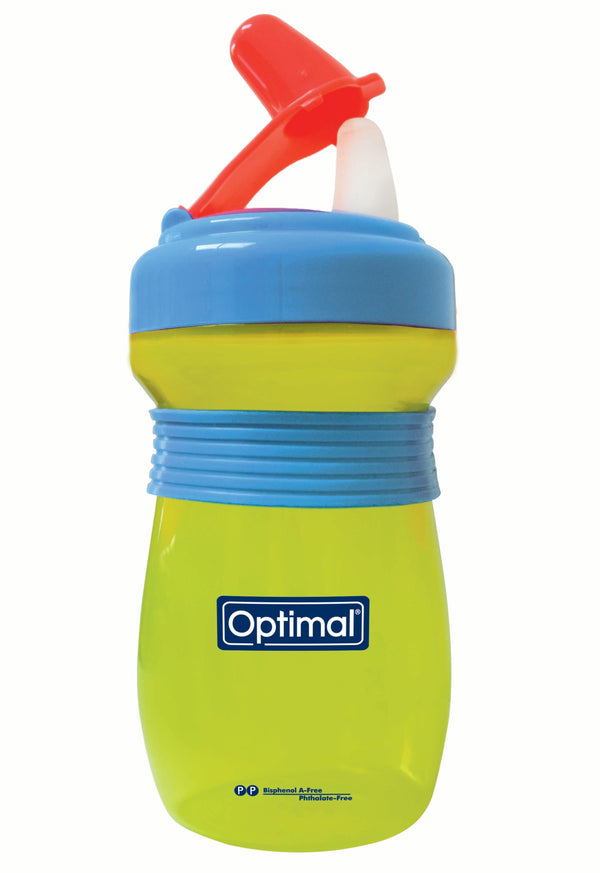 Optimal Easy-Sip Silicone Spout Cup With Grip, Flip Cap, Green, 300ml