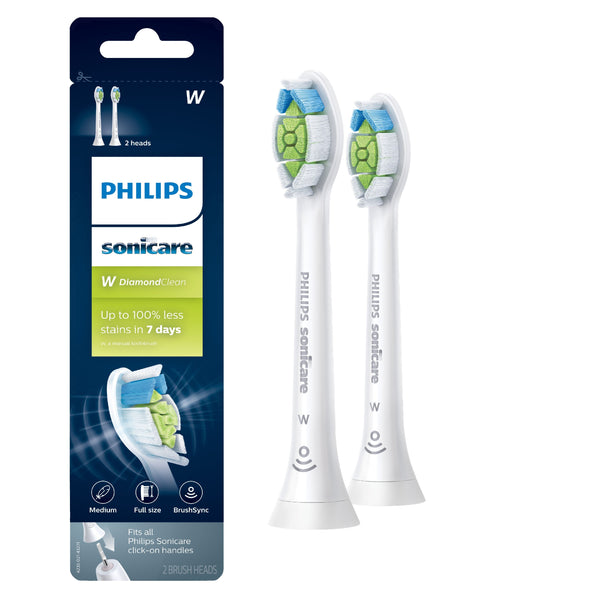 Philips Sonicare W2 Optimal White Standard Brush Heads Diamond-Shaped Bristles 2 Pieces White
