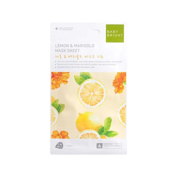 Baby Bright Lemon & Marigold Face Mask Nourishing Hydrating Sheet Mask 20g