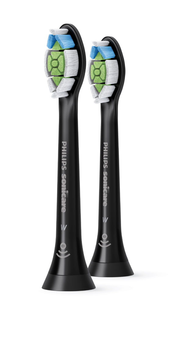 Philips Sonicare W2 Optimal Bright Toothbrush Replacement Heads, Diamond-Shaped Bristles, Black, 2 Pieces