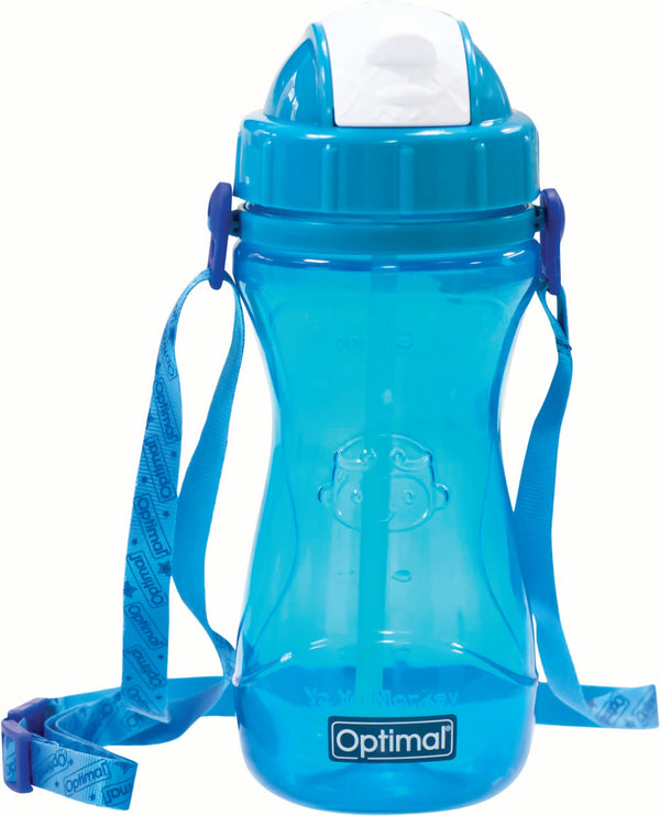Optimal Silicone Non-Spill Bottle Leakproof BPA-Free Blue 500ml with Carrying Strap