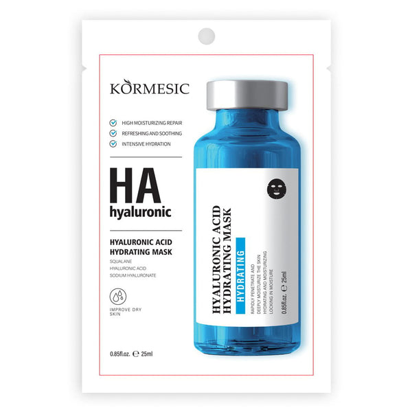 KORMESIC Hyaluronic Acid Sheet Face Mask, Hydrating Skincare, 25ml, Pack of 5