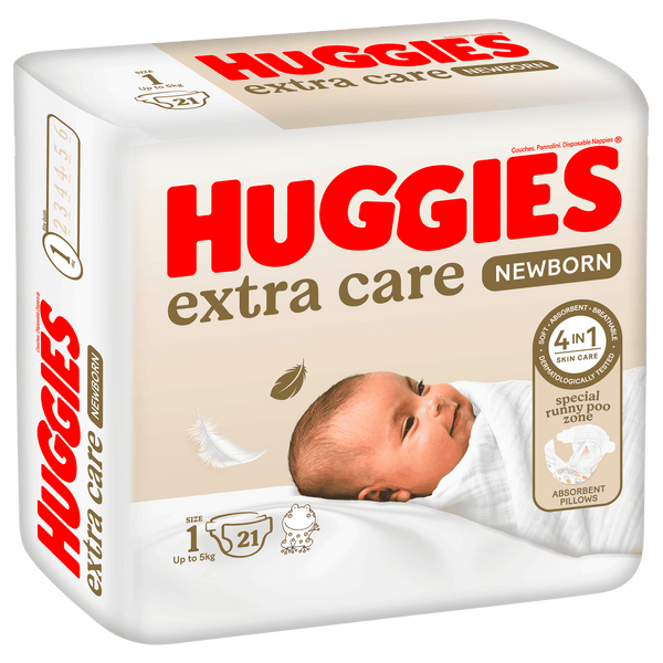 Huggies Extra Care Newborn Diapers Tape Style Size 1 2-5 Kg 21 Pieces