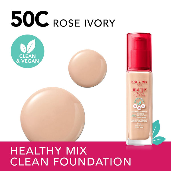 Bourjois Healthy Mix Clean Foundation Liquid Medium to Full Coverage Rose Ivory 50